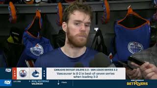 Connor McDavid answers questions from the media after a Game 5 loss in Vancouver \/ 16.05.2024
