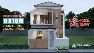 6X10 METER HOUSE DESIGN WITH 3 BEDROOMS AND 3 BATHROOMS