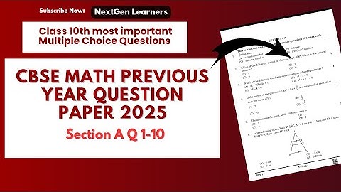 Class 10 Maths | CBSE Previous Year Paper 2025 | MCQ Q1–10 Full Solution Explained Part 1