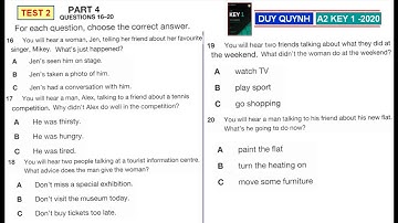 A2 KEY 1 - TEST2 - PART4     #ket2020       #ket2020test2part4      #a2key1test2part4