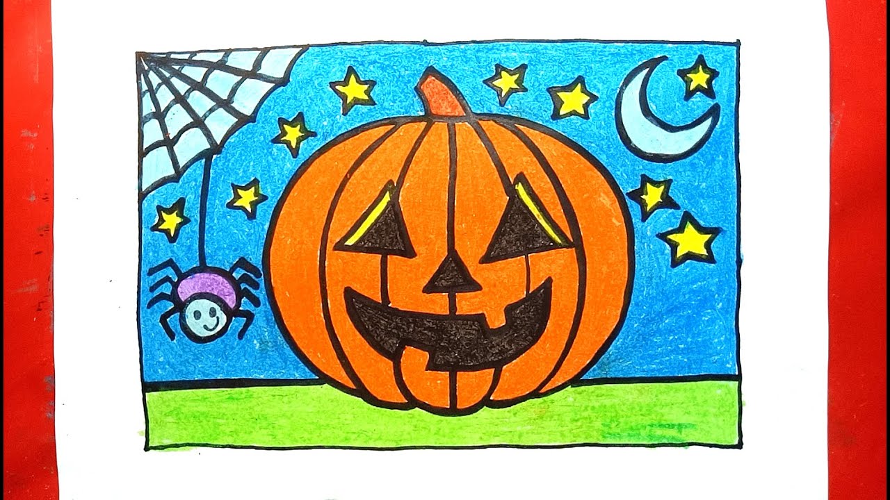 Vẽ tranh Halloween dễ nhất - Vẽ tranh quả bí ngô Halloween - How ...