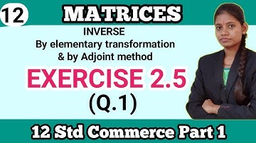 Exercise 2.5 std 12 Commerce Part 1 | INVERSE by adjoint and elementary transformation