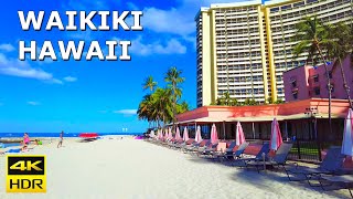 [4K HDR] Waikiki Walking Tour - Hawaii, Honolulu, Oahu 2023