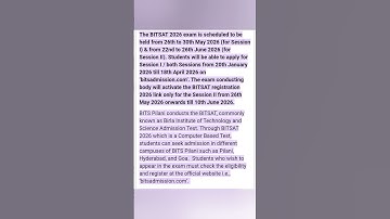 BITSAT 2026 Notification Out Check Dates - Eligibility - Fees Exam Pattern ‎⁨@bioneetirrg