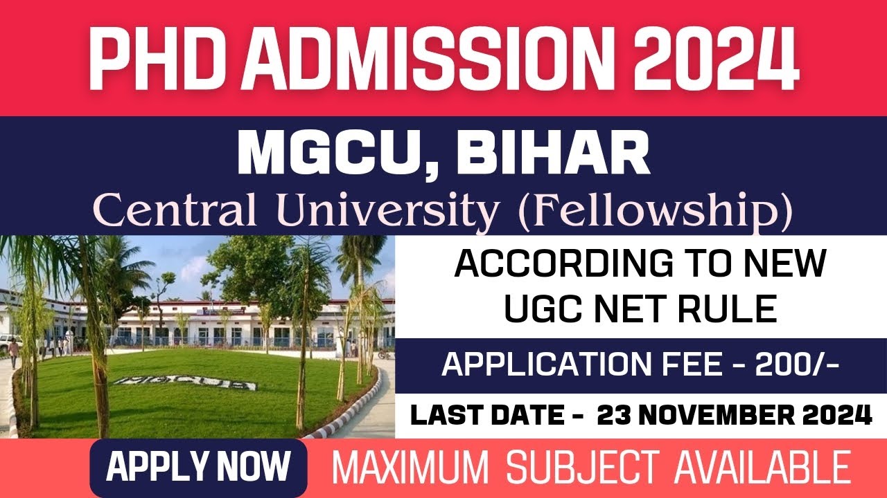 New PhD Admission 2024 | Mahatma Gandhi Central University Bihar ...
