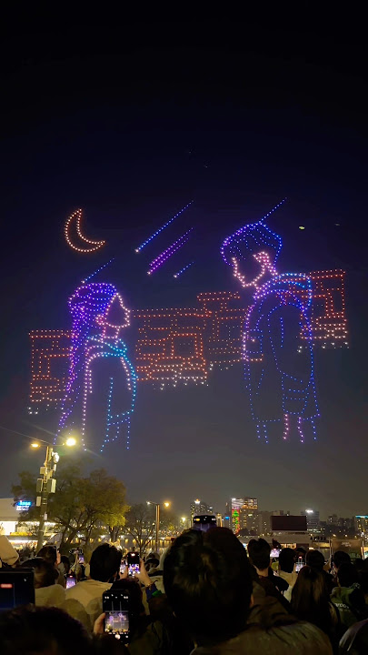 ‘Jinu 💜 Rumi’ K-pop Demon Hunters Drone Show In Seoul Korea