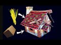 Carboard house with corn moss | Tutorial