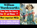 🌲 🌺 William Wordsworth l Three Years She Grew in Sun 🌞 and Shower 🚿 l whole poem l Top Most MCQs l