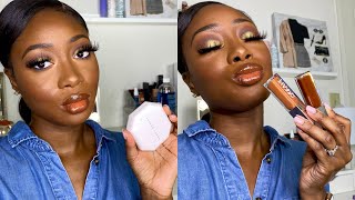 NEW Fenty Beauty Powder Foundation shade 440 Review + gloss bomb lip cremes