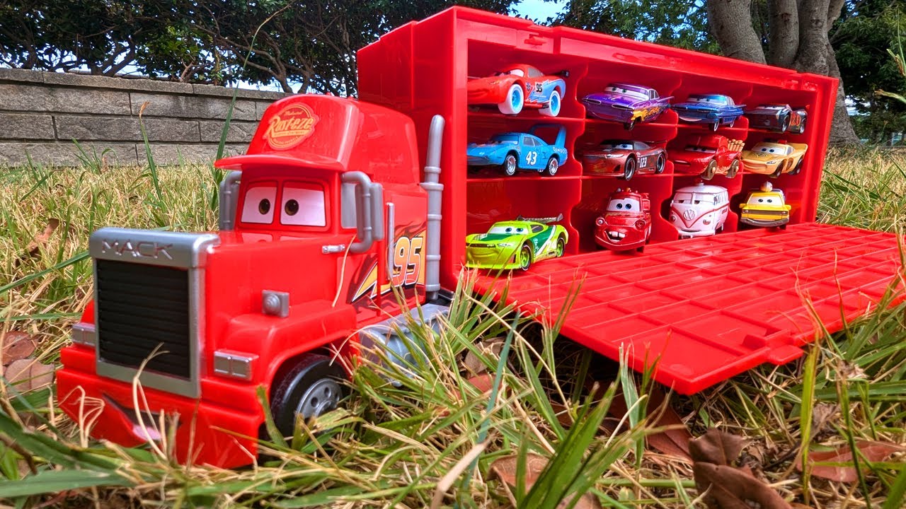 24 kinds of Disney Cars Tomica & Big Mac trailer storage series