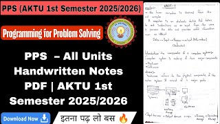 PPS All Units Handwritten Notes | AKTU 1st Semester 2025/2026 | Complete Exam Oriented Guide