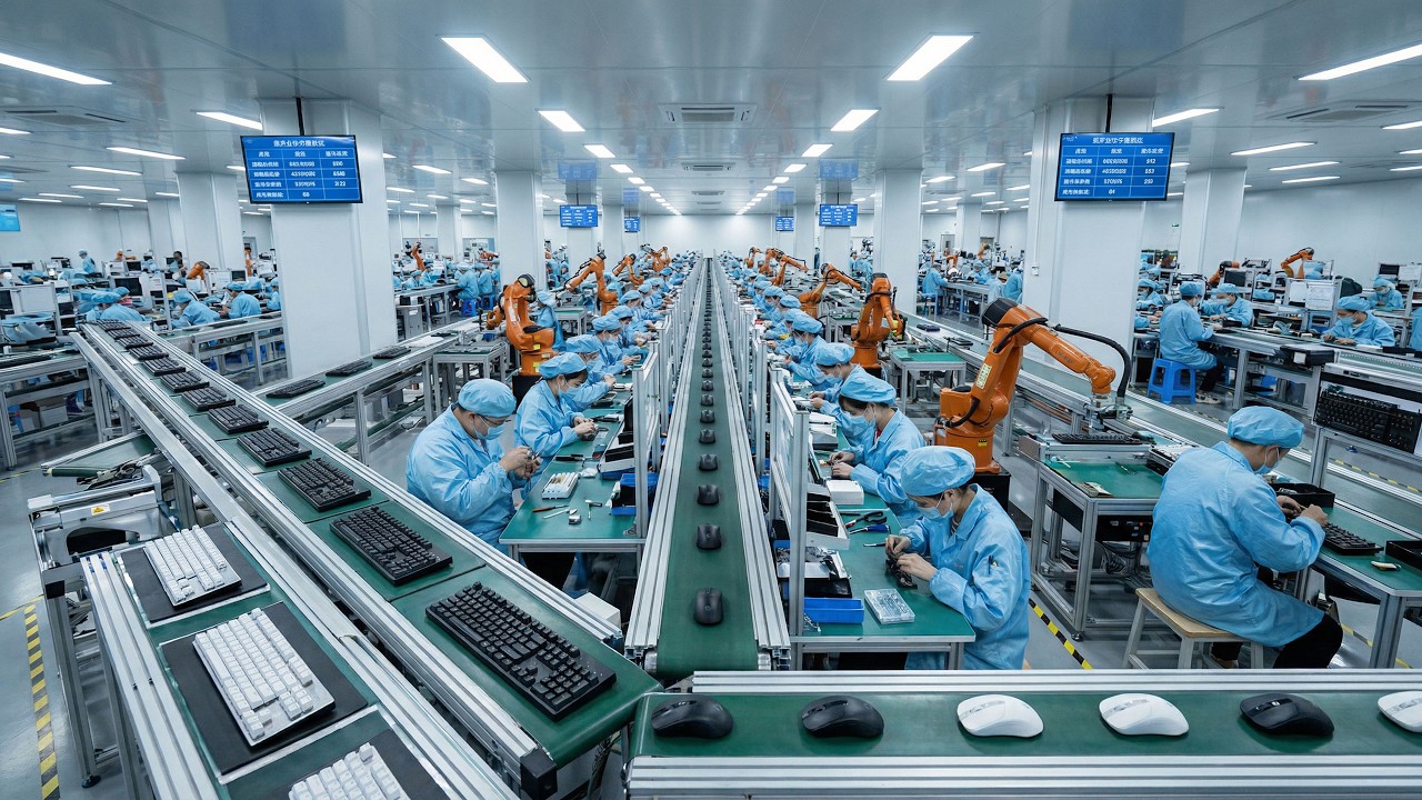 Китайская фабрика, специализирующаяся на массовом производстве клавиатур и мышей.