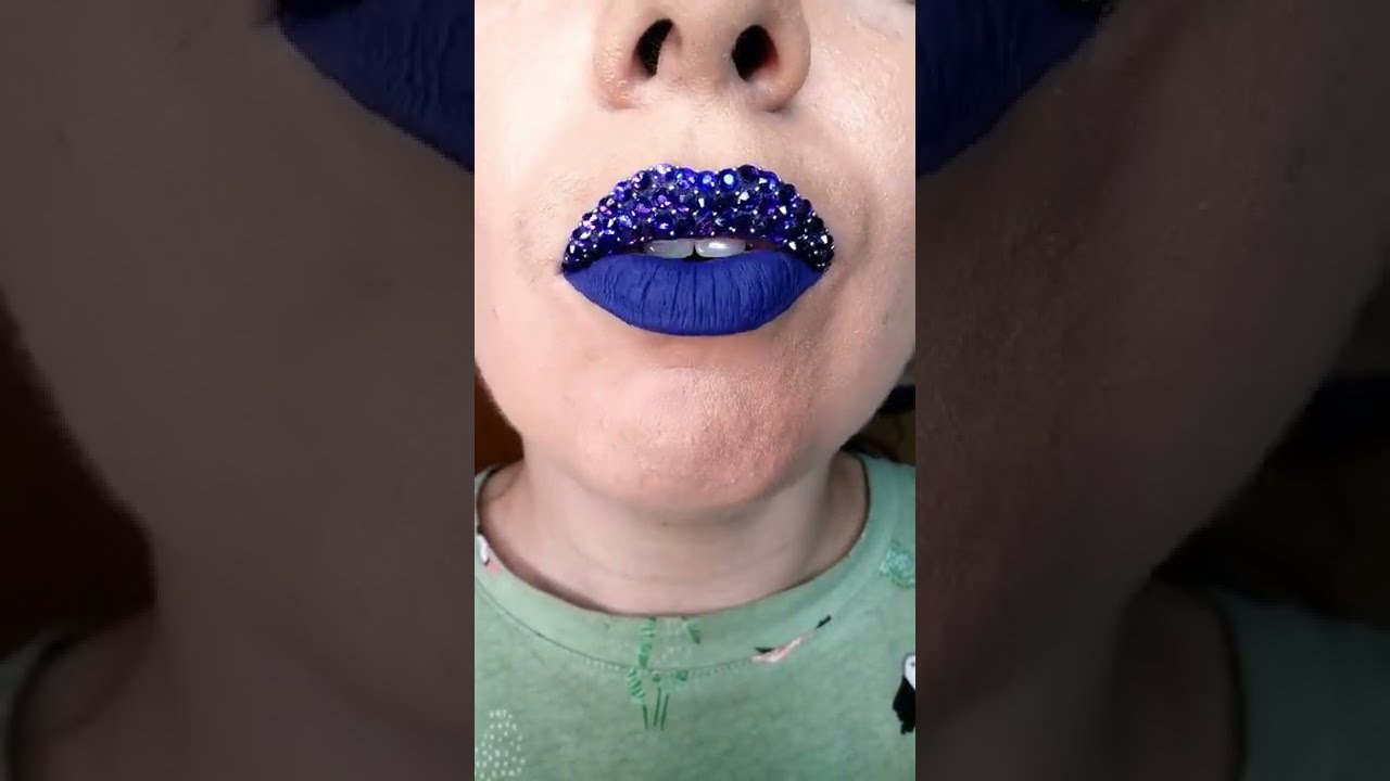 Jewels as a lip art! Purple duochrome lips!