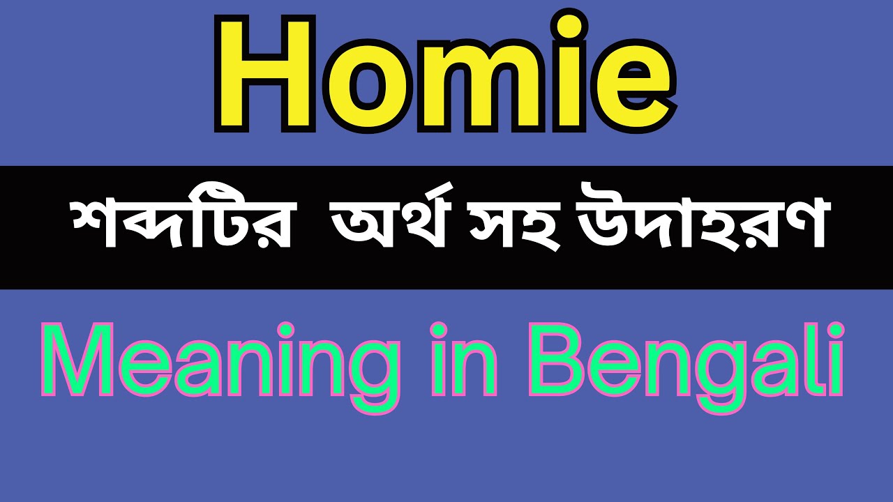 Homie Meaning In Bengali /Homie mane ki - YouTube