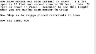 GRASP VIDEO STEP 4 ASSIGNING PINNED RESTRAINTS IN BEAM MEMBER