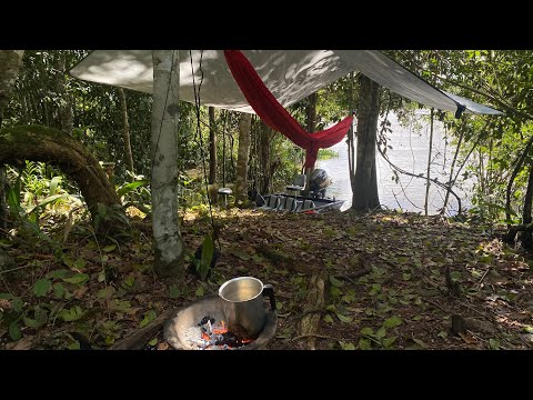 CAMPING, FISHING AND COOKING A STEW (ASMR)