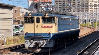 【EF65-2083  台検明けに伴う西湘試単（往路）】国鉄EF65形2000番台2083号機（赤プレート・国鉄色）が単機で大船駅を高速通過（試単6991レ）2023.10.16〜ジョイント音最高！〜