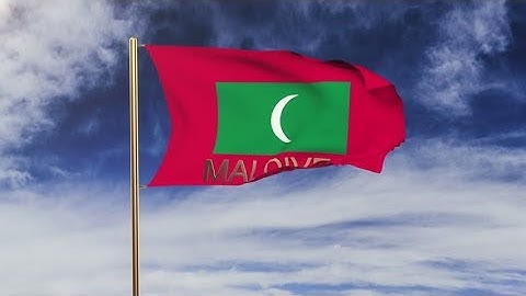 4K Maldives flag with title waving in the wind. Looping sun rises style. Animation loop Stock video