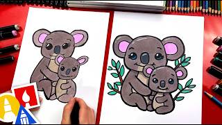 How to Draw a Mom and Baby Koala: StepbyStep Art Lesson