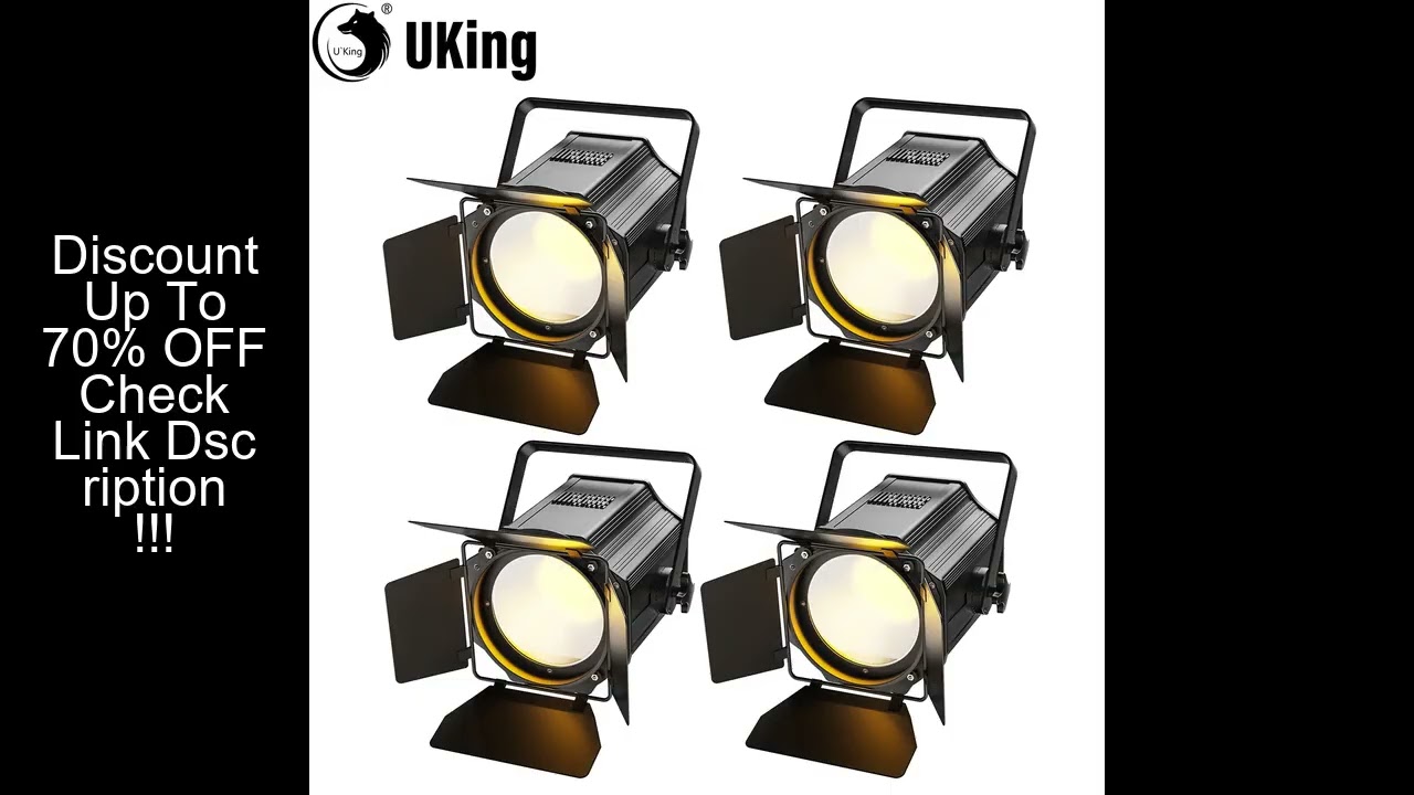 U'King 4Pcs 200W LED COB Par Lights With Barndoor Warm&Cold White Linear Spotlights DMX Stage Lights