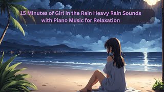 Girl in the Rain Heavy Rain Sounds with Piano Music for Relaxation #rain #sleep #music