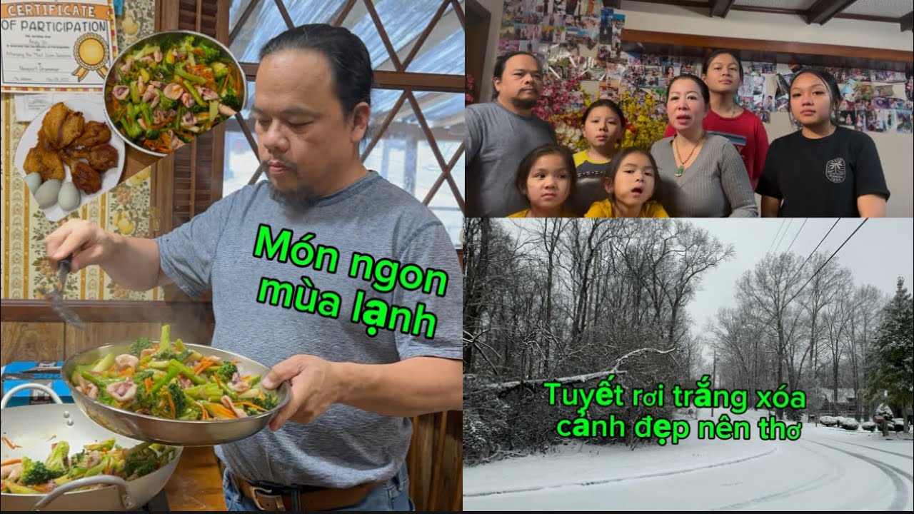 hôm nay tuyết rơi đi làm về sớm. nấu ăn đơn giản. và vui chơi cùng các ...