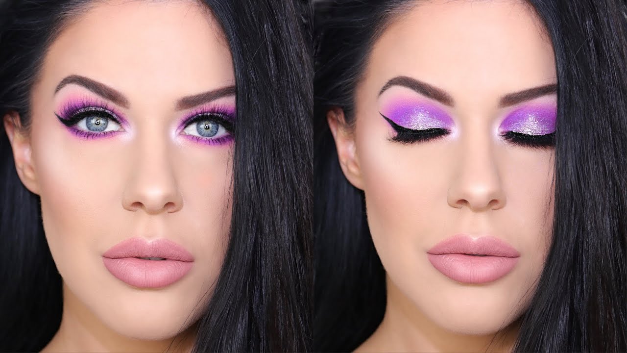 GET READY WITH ME!! | SMOOTH, GLOWING SKIN + PURPLE SMOKEY EYES!! - YouTube