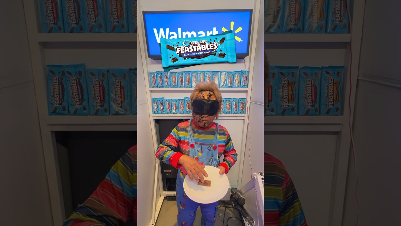 Blindfolded guessing Feastables chocolate @MrBeast  @MrBeast2  #feastables #chucky #chocolate