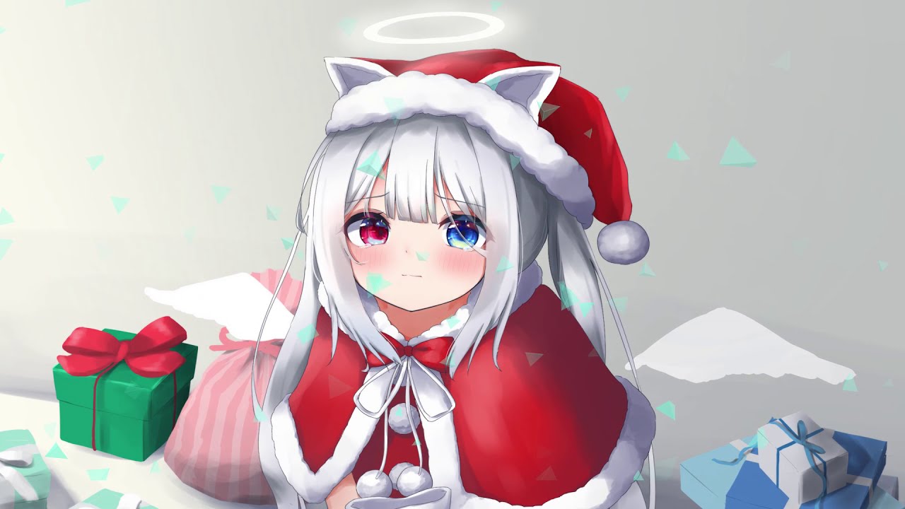 Тян с белыми волосами новый год. Moonkyuki аниме. Аниме 1280x720. Аниме. Snowman nightcore speed up.