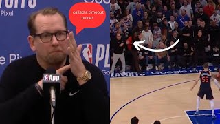 Breakdown of Game 2 76ers \& Knicks controversial inbound play - Did Nick Nurse call a timeout?