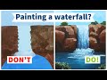 HOW TO paint a simple WATERFALL! (Beginner friendly)