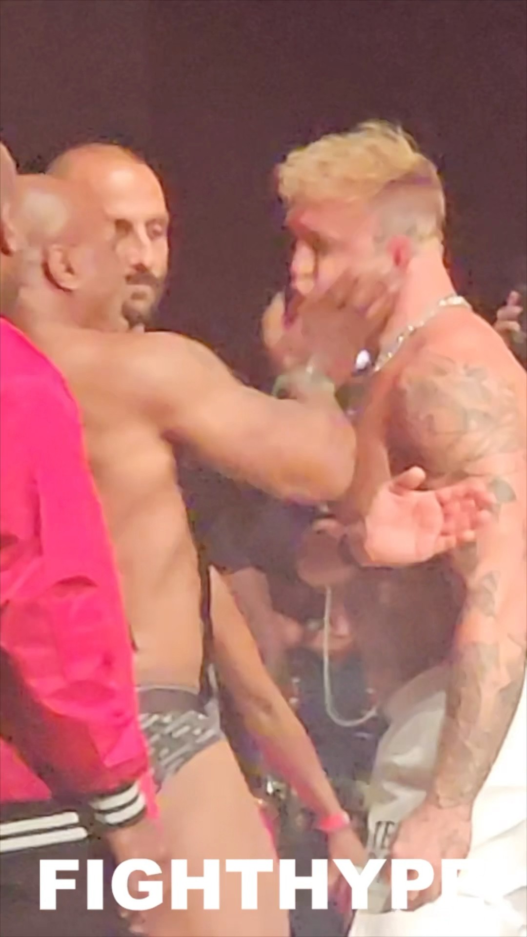 Mike Tyson SLAPS Jake Paul \u0026 FIGHT NEARLY BREAKS OUT early at FINAL FACE OFF
