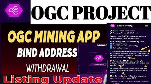OGC Mining app Claim||OGC Network withdraw||OGC Network Big update||OGC Network bind Wallet address