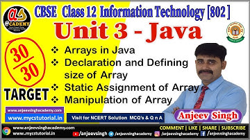 Array in Java Class 12 Information Technology 802 Unit 3 Java