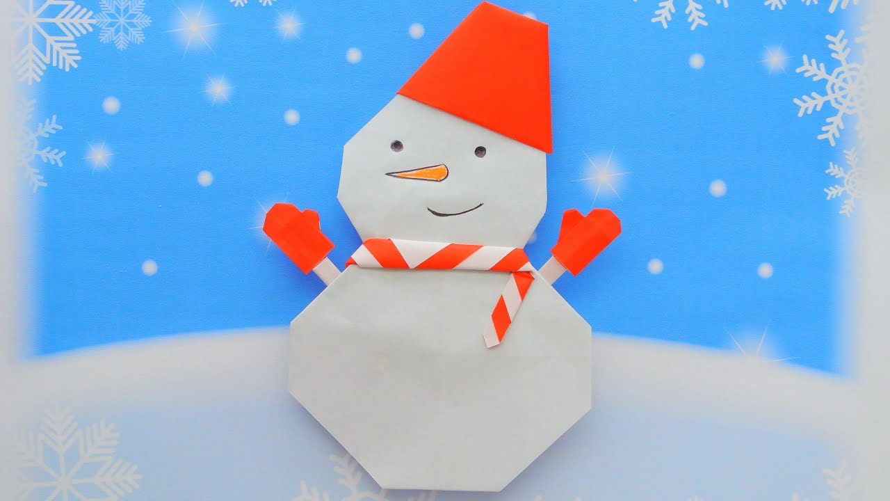 折り紙 雪だるまの作り方 Origami Snowman Instructions Youtube