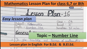 Easy topic Maths Lesson plan for Class 6,7 or 8th || B.Ed. & B.El.Ed. || Number Line || Eng. medium