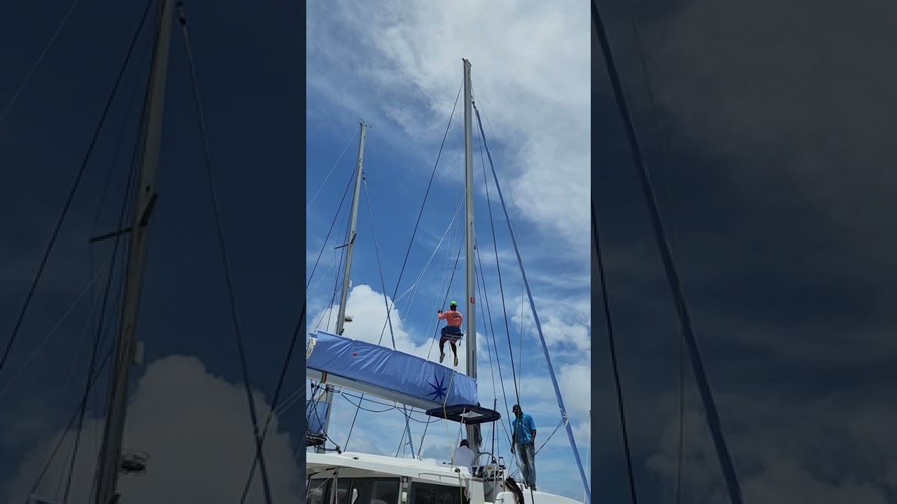 Rigging main halyard on a brand new Bali 4.2