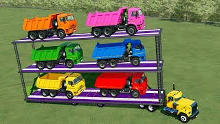 TRANSPORT OF COLORS! TRUCK TRANSPORT WITH TRIPLE TRAILER! UNDERWATER CORN CHAFF JOBS! FS22 screenshot 2