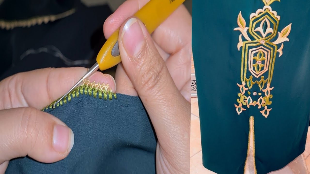 ضرس بالكروشي شبيه الراندة  طريقة الفتحة جلابة بحرير المبروم 3 شعرات