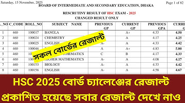 HSC 2025 বোর্ড চ্যালেঞ্জের রেজাল্ট প্রকাশিত হয়েছে। সকল বোর্ডের রেজাল্ট সবার আগে দেখে নাও। #hsc_2025