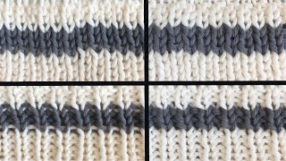 Neat STRIPES for Rib 1x1 in the Round - without a jog and the dash lines.