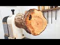 Woodturning - Angel wings goblet!! 【職人技】木工旋盤を使って樹皮を残したゴブレット