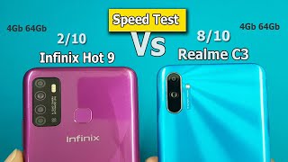 Infinix Hot 9 Vs Realme C3 Speed Test | Comparison | 4Gb 64Gb | Rs.9499 vs Rs.7999