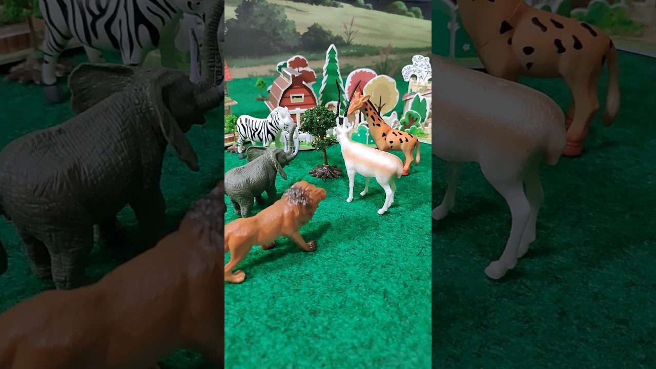 Satisfying play animal toys set at zoo 🦒