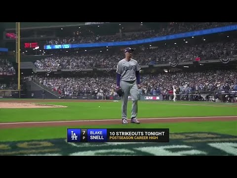 Blake Snell records 10 strikeouts, 0 ER & allows 1 hit in Dodgers' Game 1 win vs. Brewers | ESPN MLB
