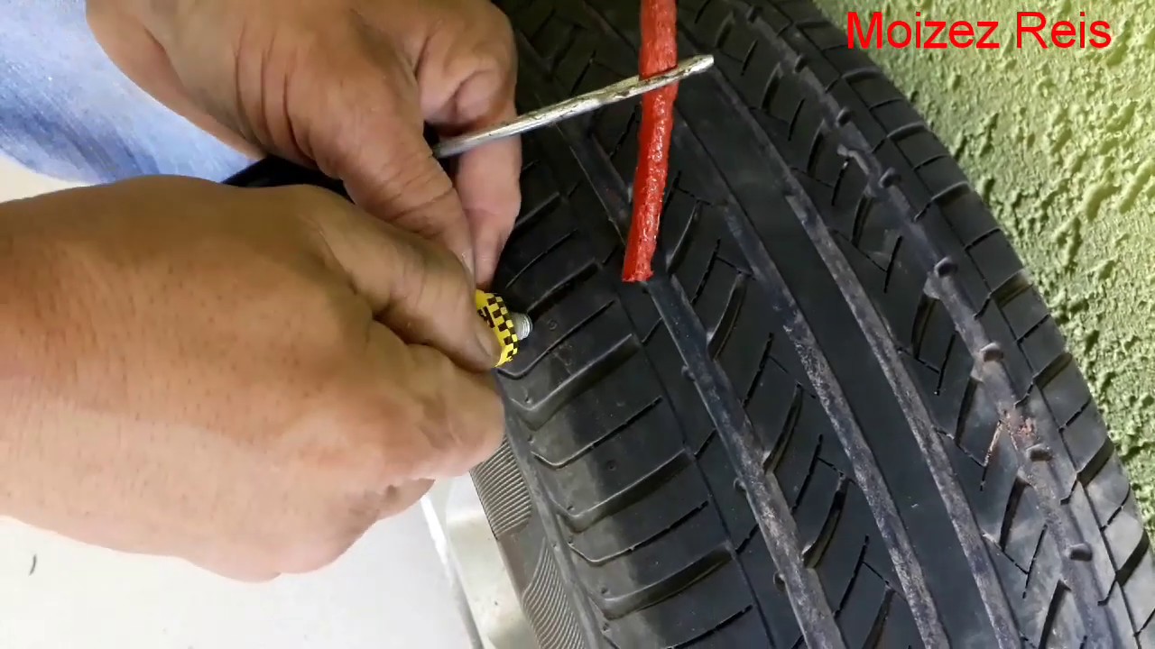 Como remendar pneu com macarrão sem camera na garagem gastando pouco
