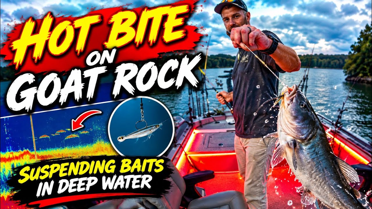 The Bite was #FIRE Again! Suspended Rod Gets SLAMMED! Nearly a TRIPLE #Catfishing on GOAT ROCK LAKE