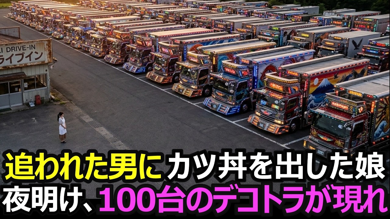【デコトラの仁義】廃業寸前のドライブインで一人働く娘が、追われた男にカツ丼を出した→夜明け、駐車場が100台のデコトラで埋め尽くされ…【感動する話】