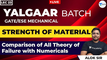 Theory of Failure Comparison & Questions | Lec 23 | SOM | GATE Mechanical Engineering