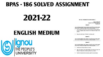 BPAS-186 ENGLISH MEDIUM SOLVED ASSIGNMENT||BPAS-186 in English  SOLVED ASSIGNMENT#thatwasopenstudy